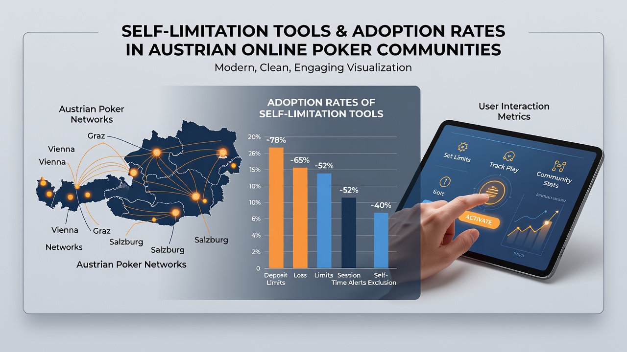 Charts displaying adoption statistics for self-limitation features among Austrian poker players